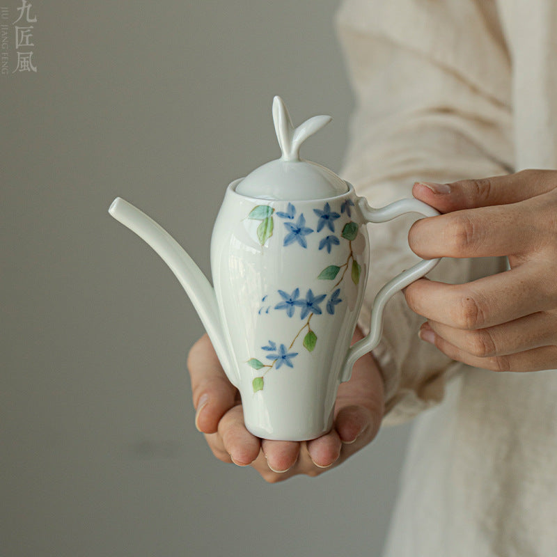 Handmade Chinese Teapot Handpainted Blue Flower Pattern Teaware Master Pottery Japanese Ceramic