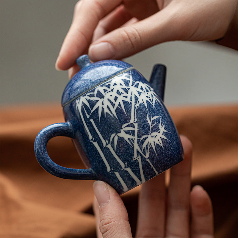 This is a ceramic teapot