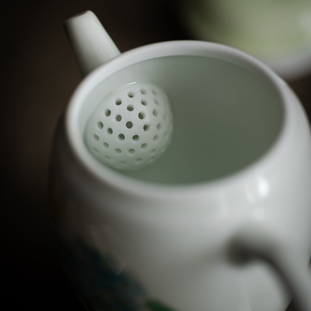Handmade Chinese Green Teapot Handpainted Hydrangea Pattern Teaware Master Pottery Japanese Ceramic