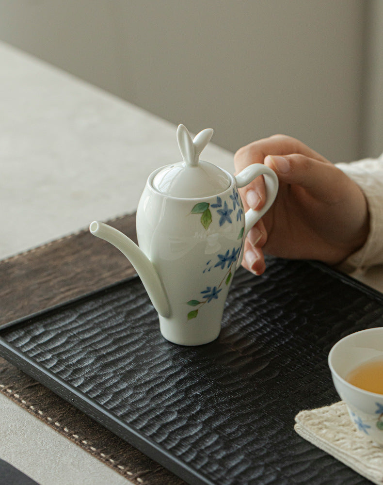 Handmade Chinese Teapot Handpainted Blue Flower Pattern Teaware Master Pottery Japanese Ceramic