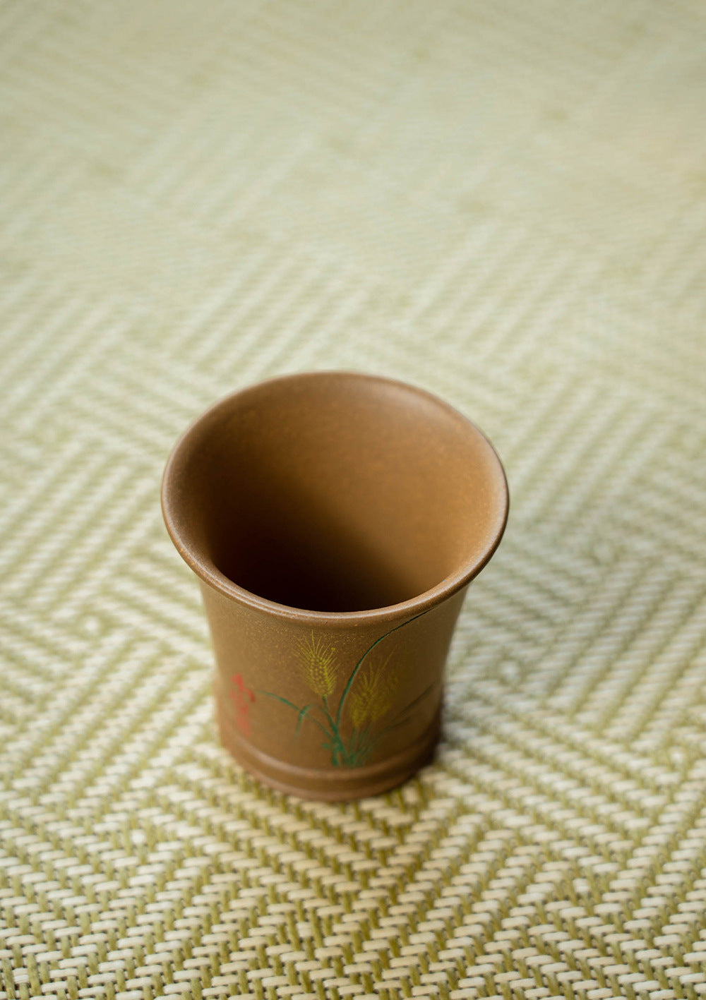 Chinese Handcraft Yixing Purple Clay Yellow Teacup Unique Artwork Master Pottery Household Sketch Teacup