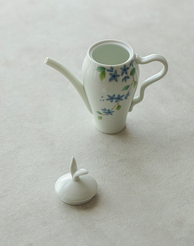Handmade Chinese Teapot Handpainted Blue Flower Pattern Teaware Master Pottery Japanese Ceramic