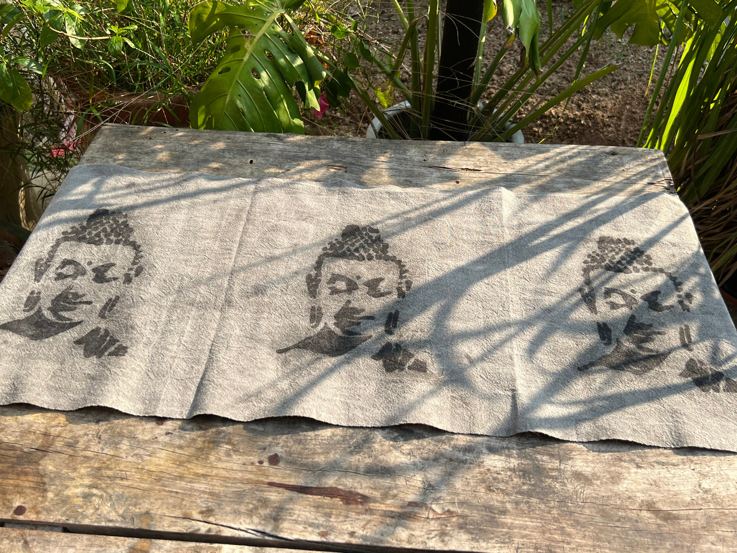 Hand Dyed Tea Table Cloth Plant Dyed Pure Cotton Tea Mat Natura Dye Buddha Pattern Chabu Chaxi