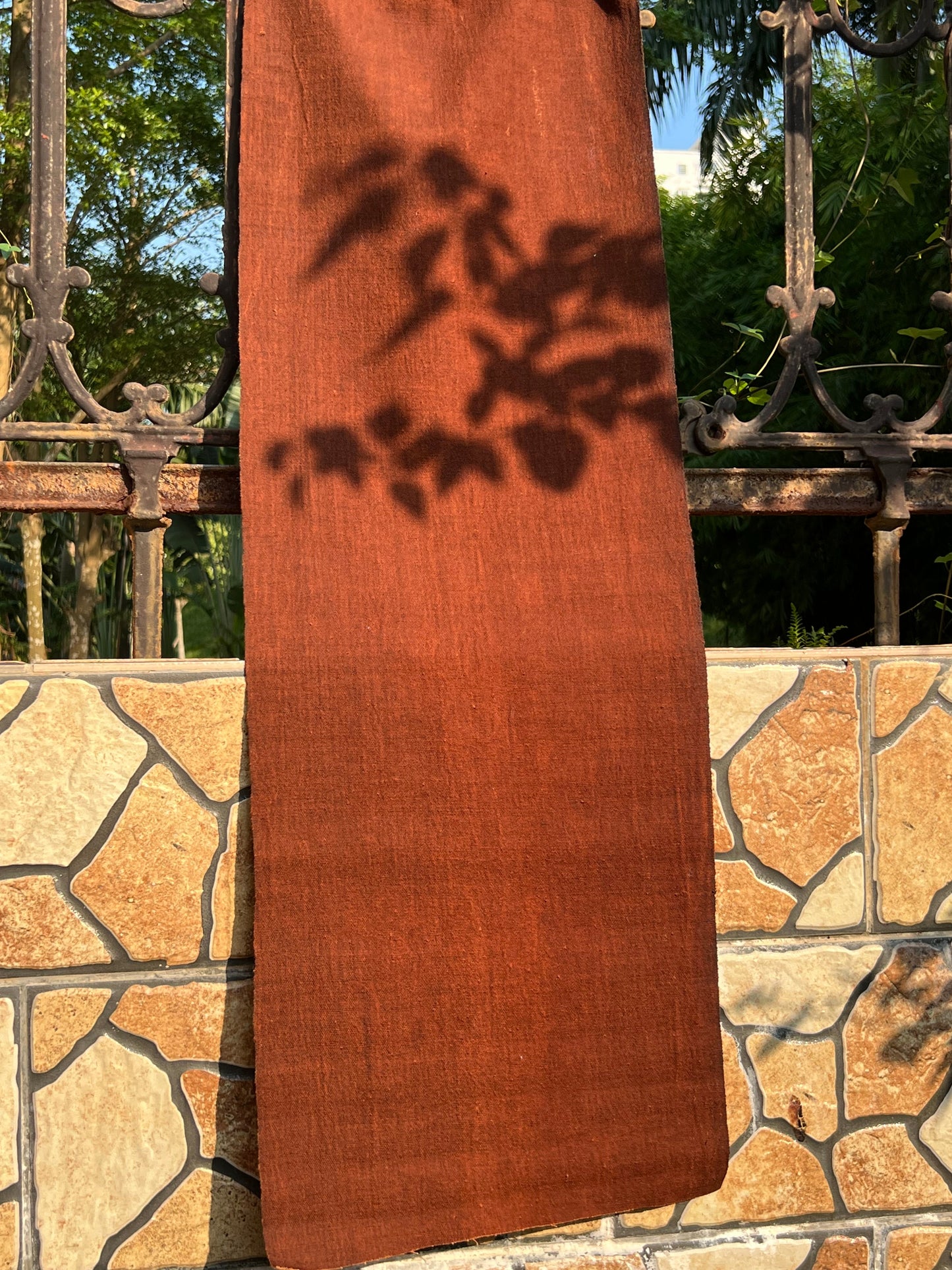 this is Chinese persimmon dyed tea table cloth tea mat