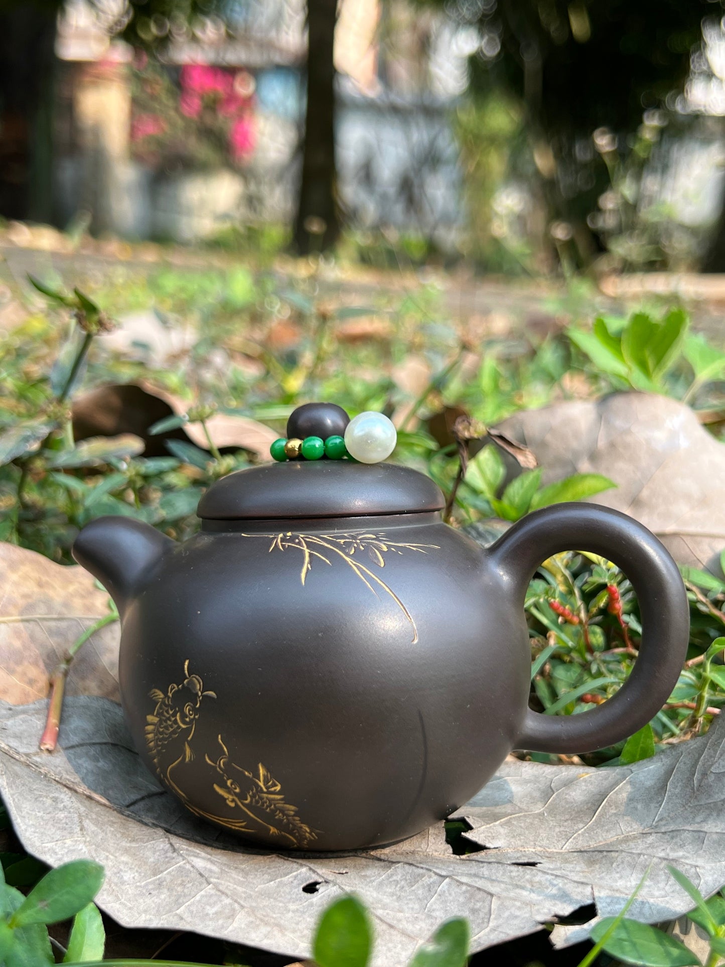 Handcrafted Original Design Chinese Nixing Pottery Teapot Artwork Black Teapot Kungfu Teapot