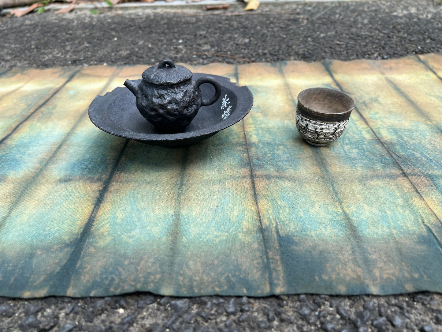 Hand Dyed Plant Dyed Cotton Tea Table Cloth Nature Dyed Tea Mat Two Sides Chabu Chaxi