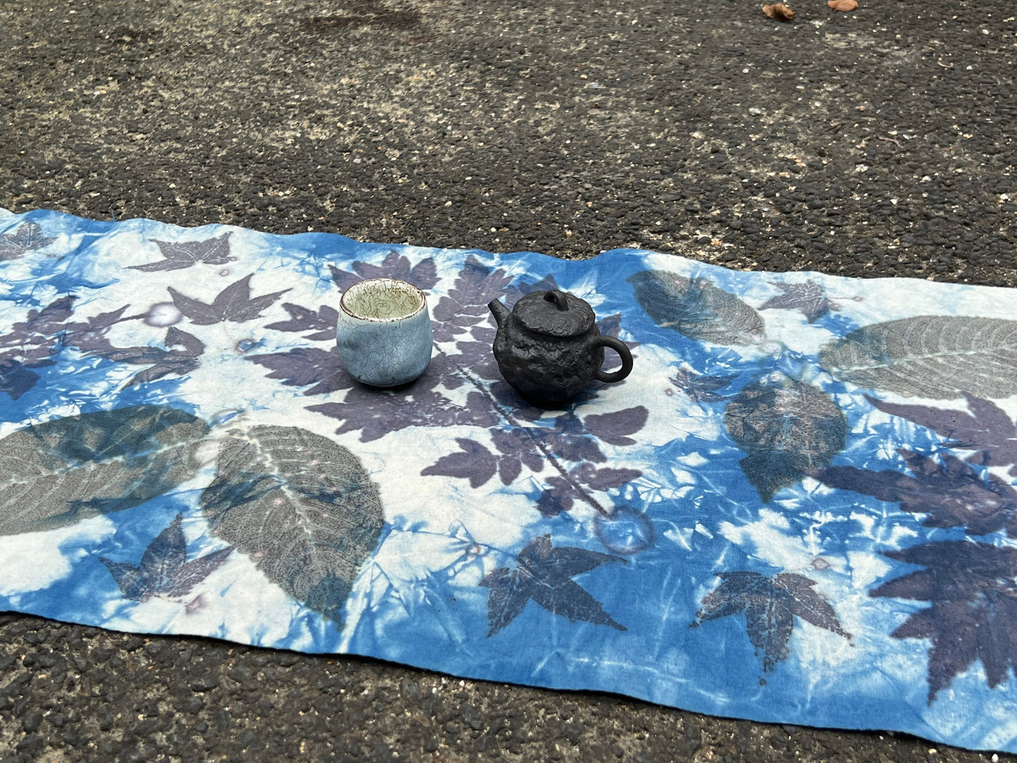 Hand Dyed Indigo Dyeing Tea Table Cloth Plant Dyed Cotton Tea Mat Natura Dye Chabu Chaxi