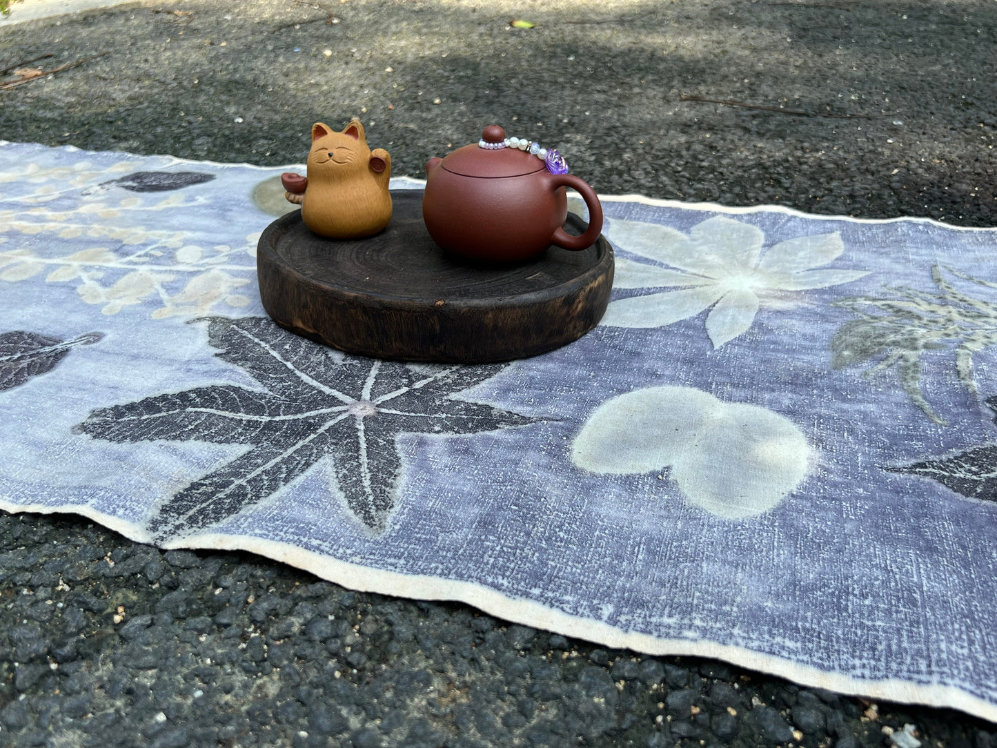Hand Dyed Tea Mat Natura Plant Dyed Cotton Tea Table Cloth  Chabu Chaxi