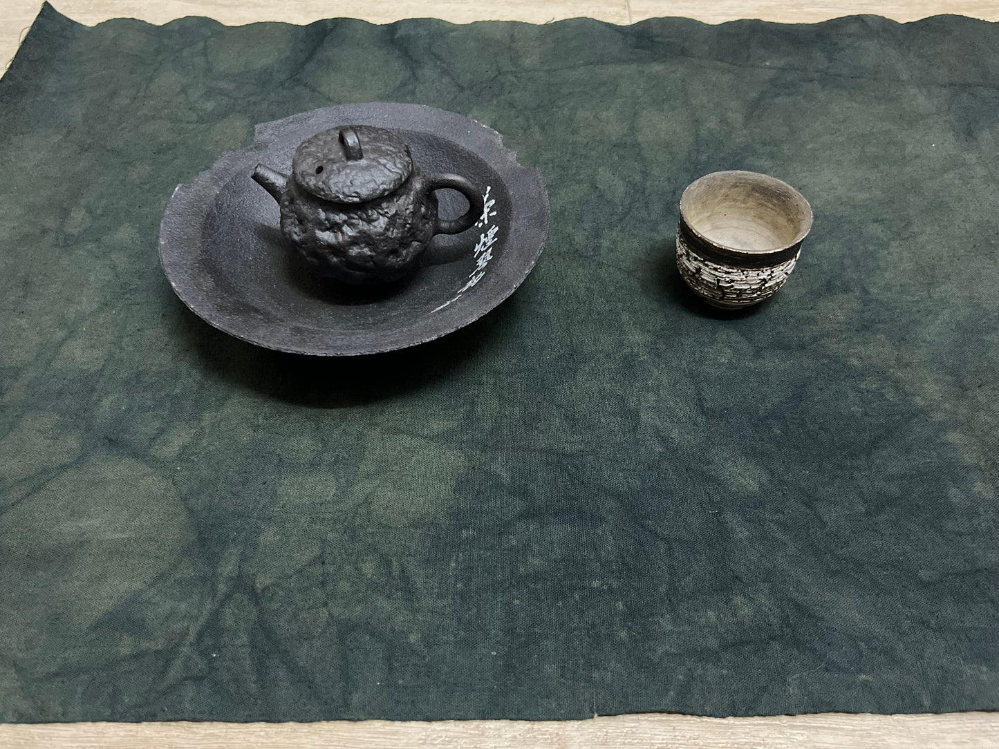 Hand Dyed Indigo Dyeing Tea Table Cloth Antique Style Blue Color Tea Mat Chaxi