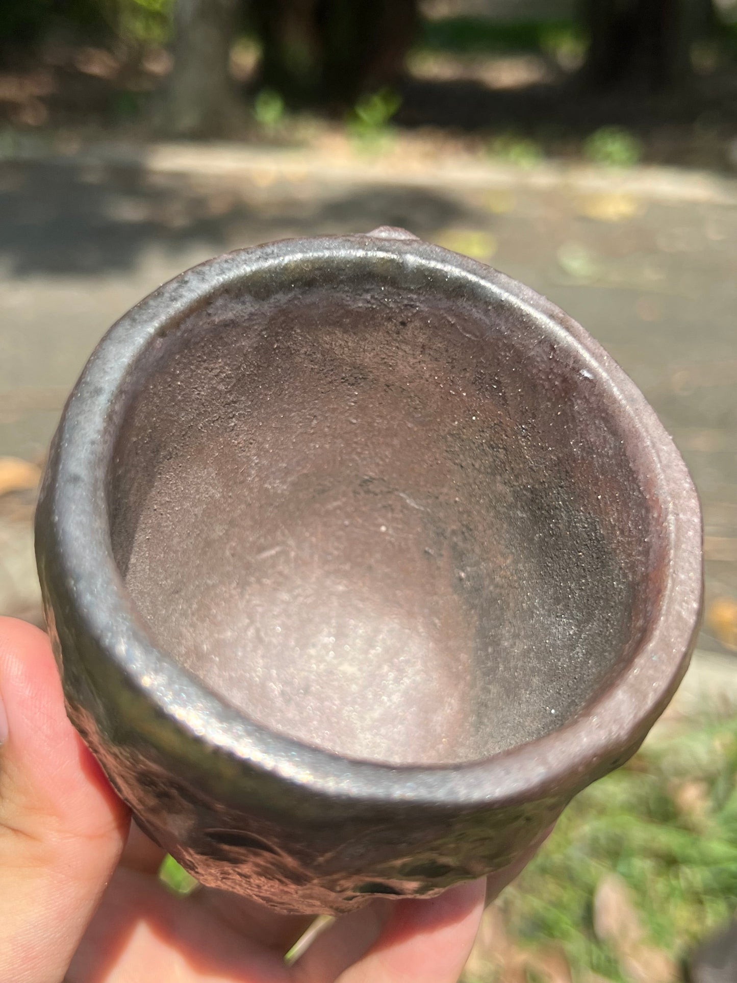This is a woodfired tietai pottery phoenix teacup