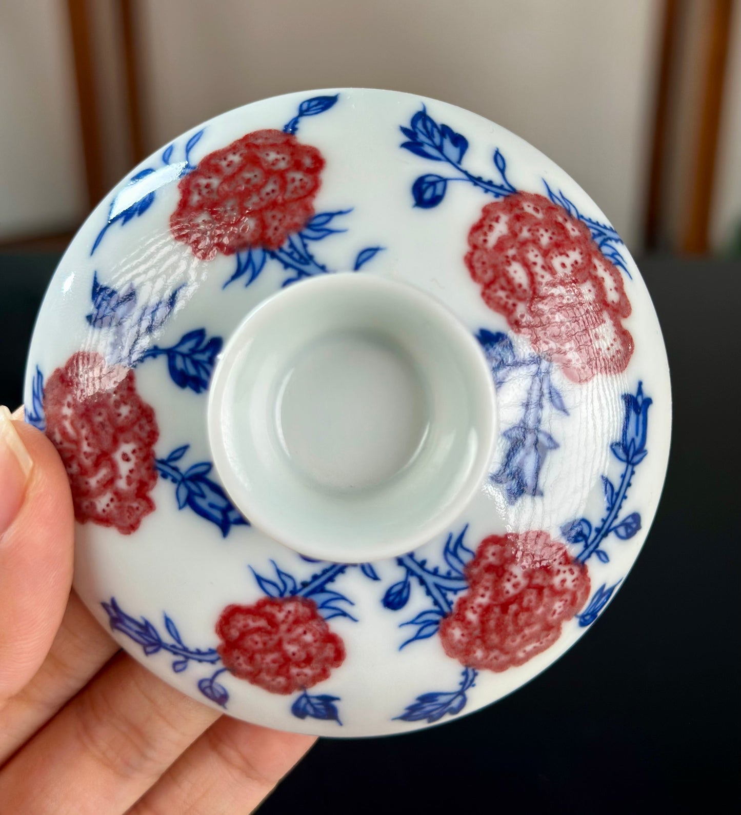 Hand Painted Chinese Landscape Blue and White Porcelain Underglaze Red Porecelain Teacup Jingdezhen Master Ceramic Artwork