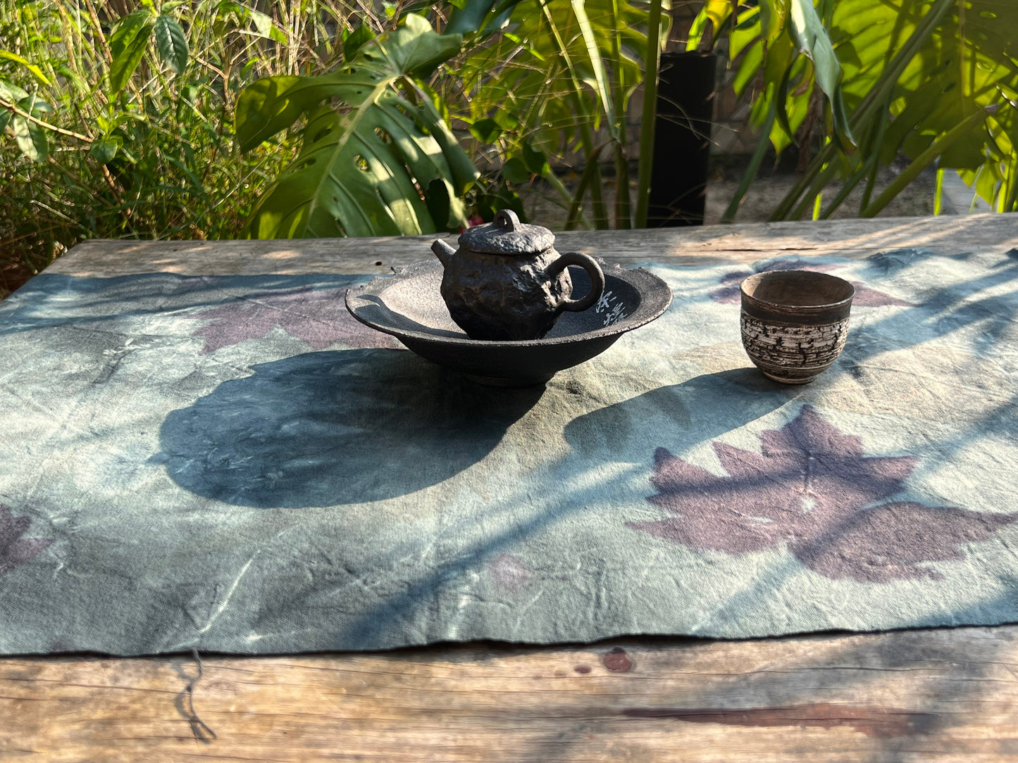 Hand Dyed Tea Table Cloth Indigo Dyed Tea Mat Natural Plant Dyed Cotton Chabu Chaxi