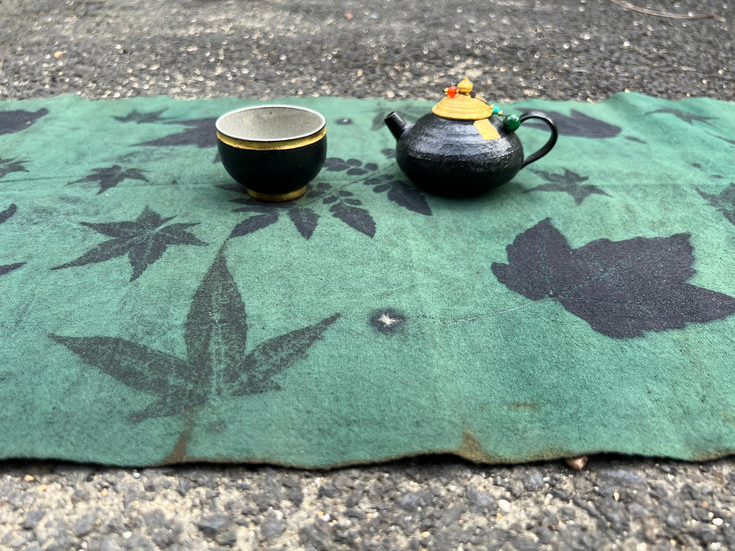 Tea Table Cloth Hand Dyed Plant Dyed Cotton Tea Mat Natura Dye Chabu Chaxi