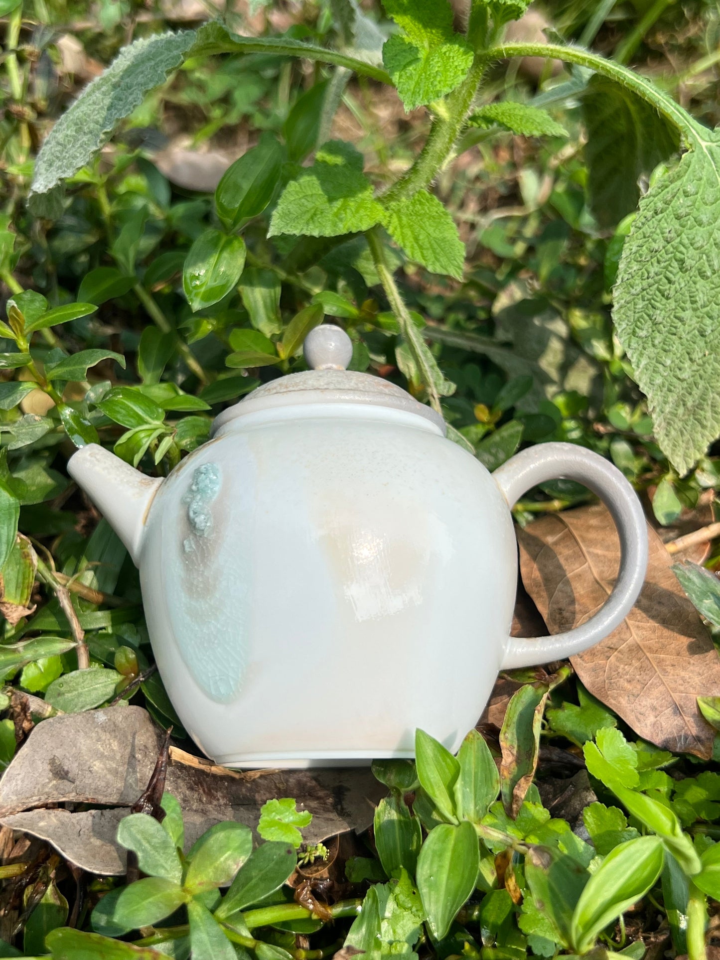 This is a pottery teapot