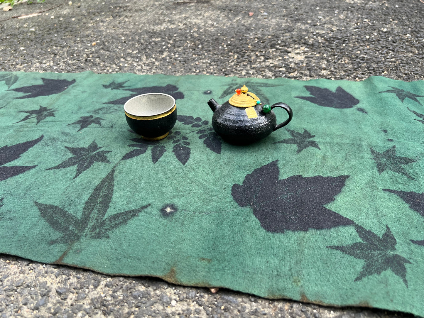Tea Table Cloth Hand Dyed Plant Dyed Cotton Tea Mat Natura Dye Chabu Chaxi