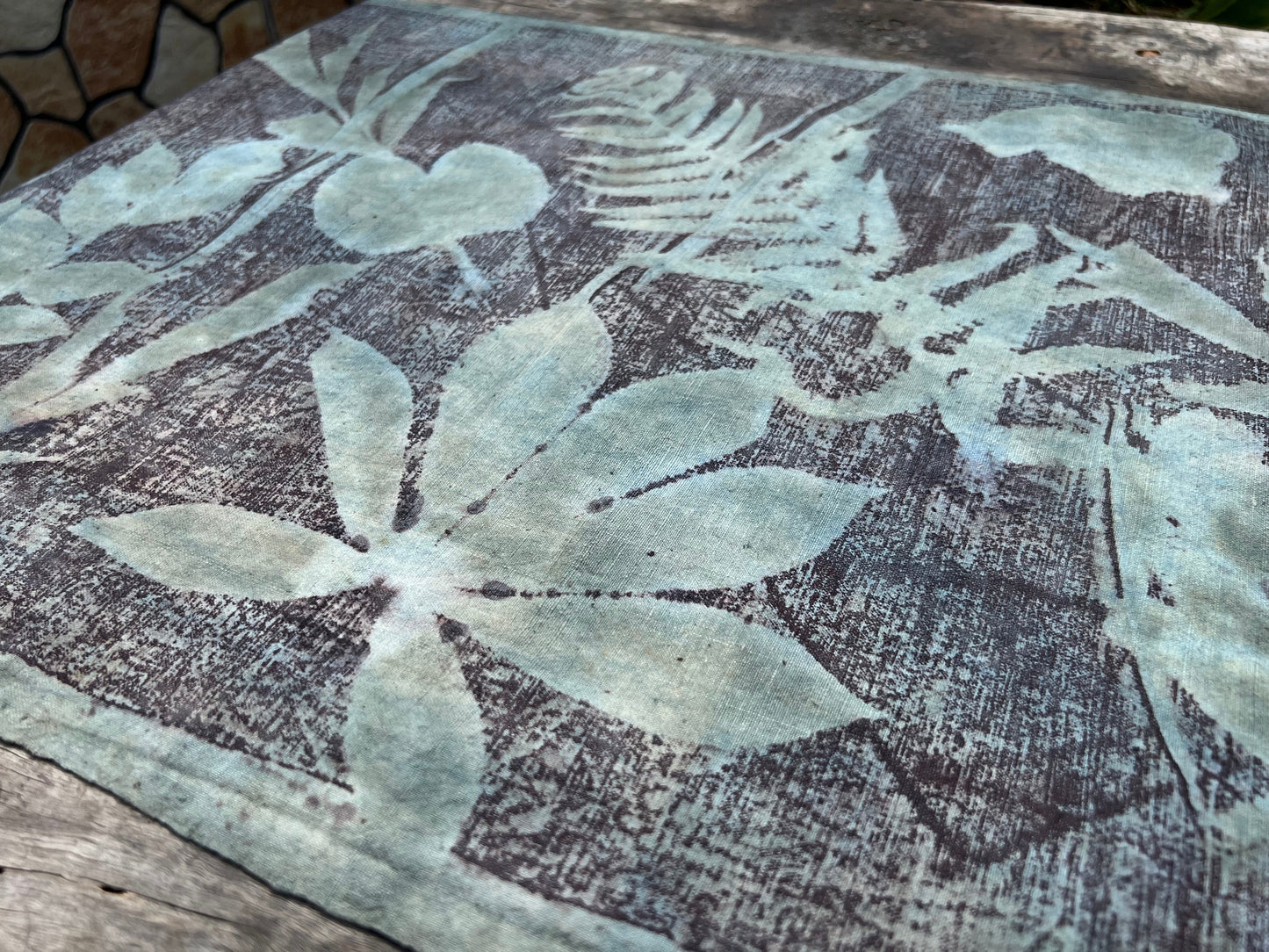 Hand Dyed Nature Plant Dyed Cotton Tea Table Cloth Tea Mat Two Sides Chabu Chaxi