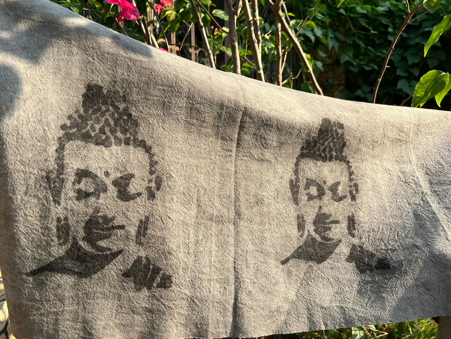 Hand Dyed Tea Table Cloth Plant Dyed Pure Cotton Tea Mat Natura Dye Buddha Pattern Chabu Chaxi