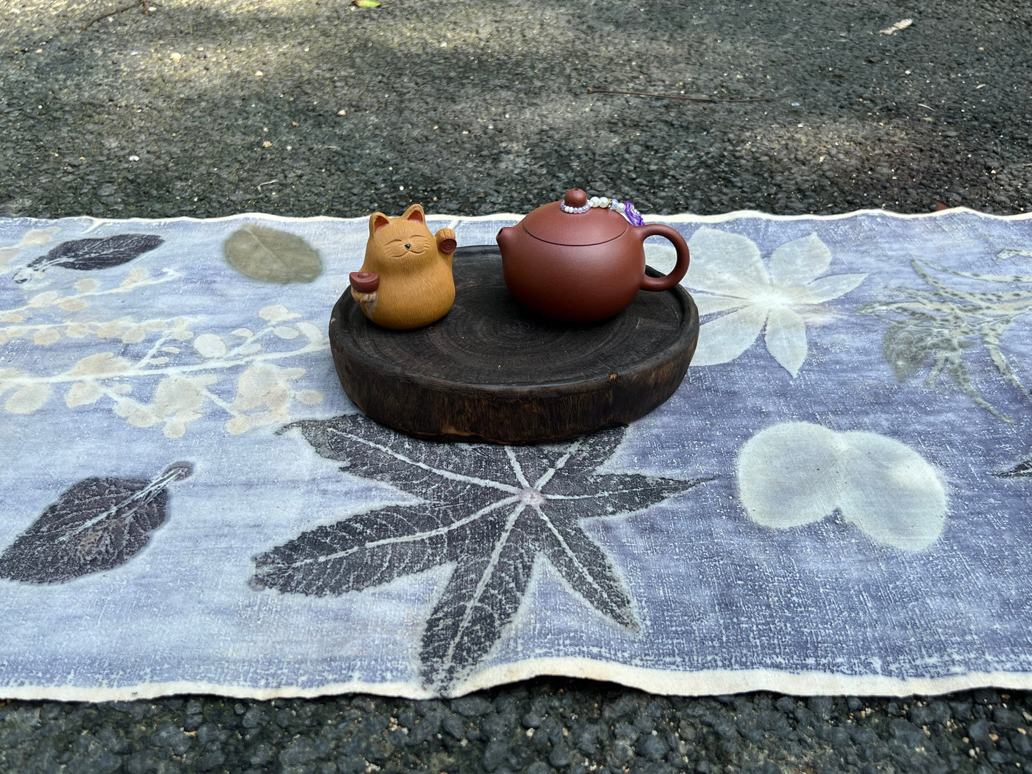 Hand Dyed Tea Mat Natura Plant Dyed Cotton Tea Table Cloth  Chabu Chaxi