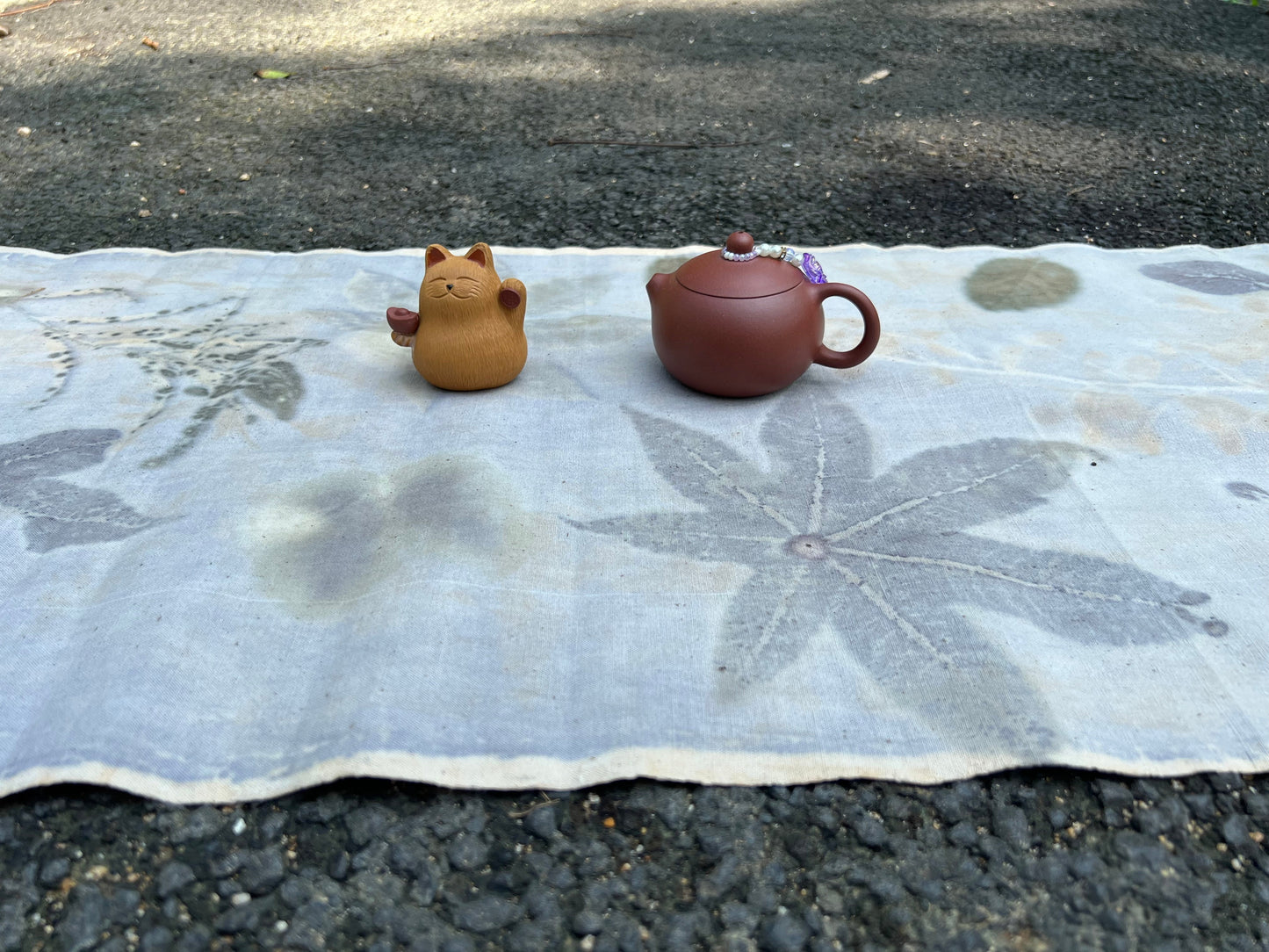 Hand Dyed Tea Mat Natura Plant Dyed Cotton Tea Table Cloth  Chabu Chaxi