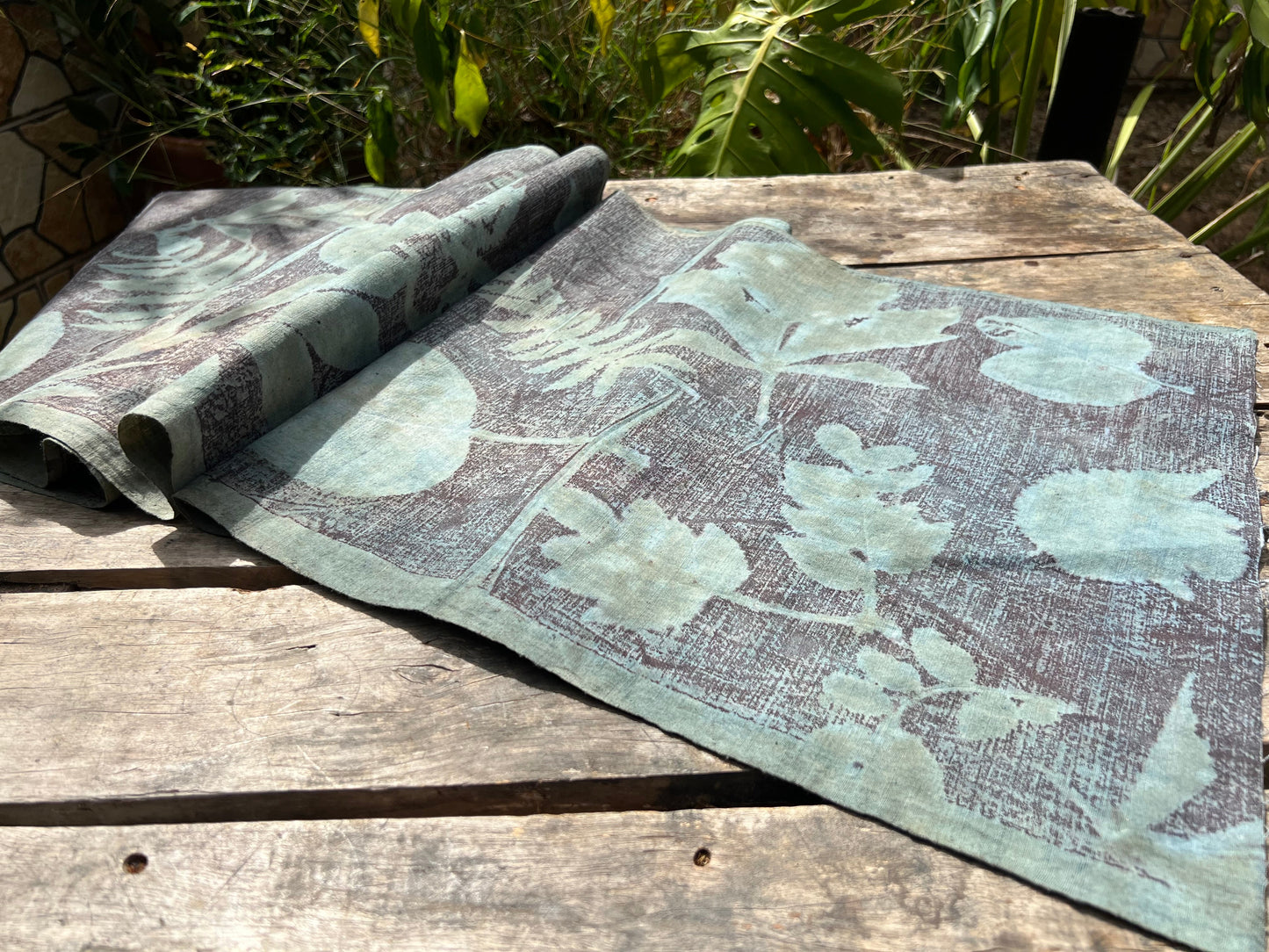 Hand Dyed Nature Plant Dyed Cotton Tea Table Cloth Tea Mat Two Sides Chabu Chaxi