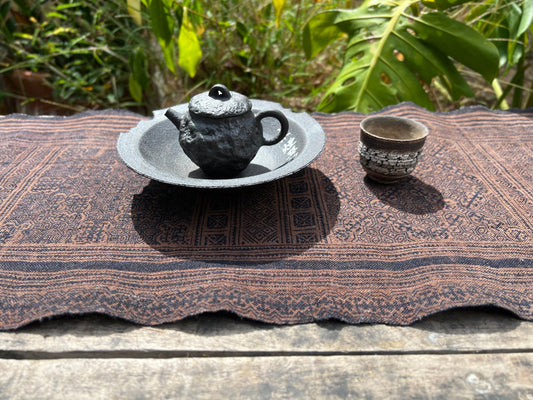 Hand-dyed Batik Fabric Chinese Miao Style Tea Table Cloth Natural Dye Classic Style Vintage Style Tea Mat Chaxi