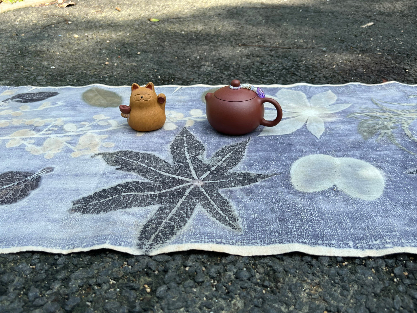 Hand Dyed Tea Mat Natura Plant Dyed Cotton Tea Table Cloth  Chabu Chaxi
