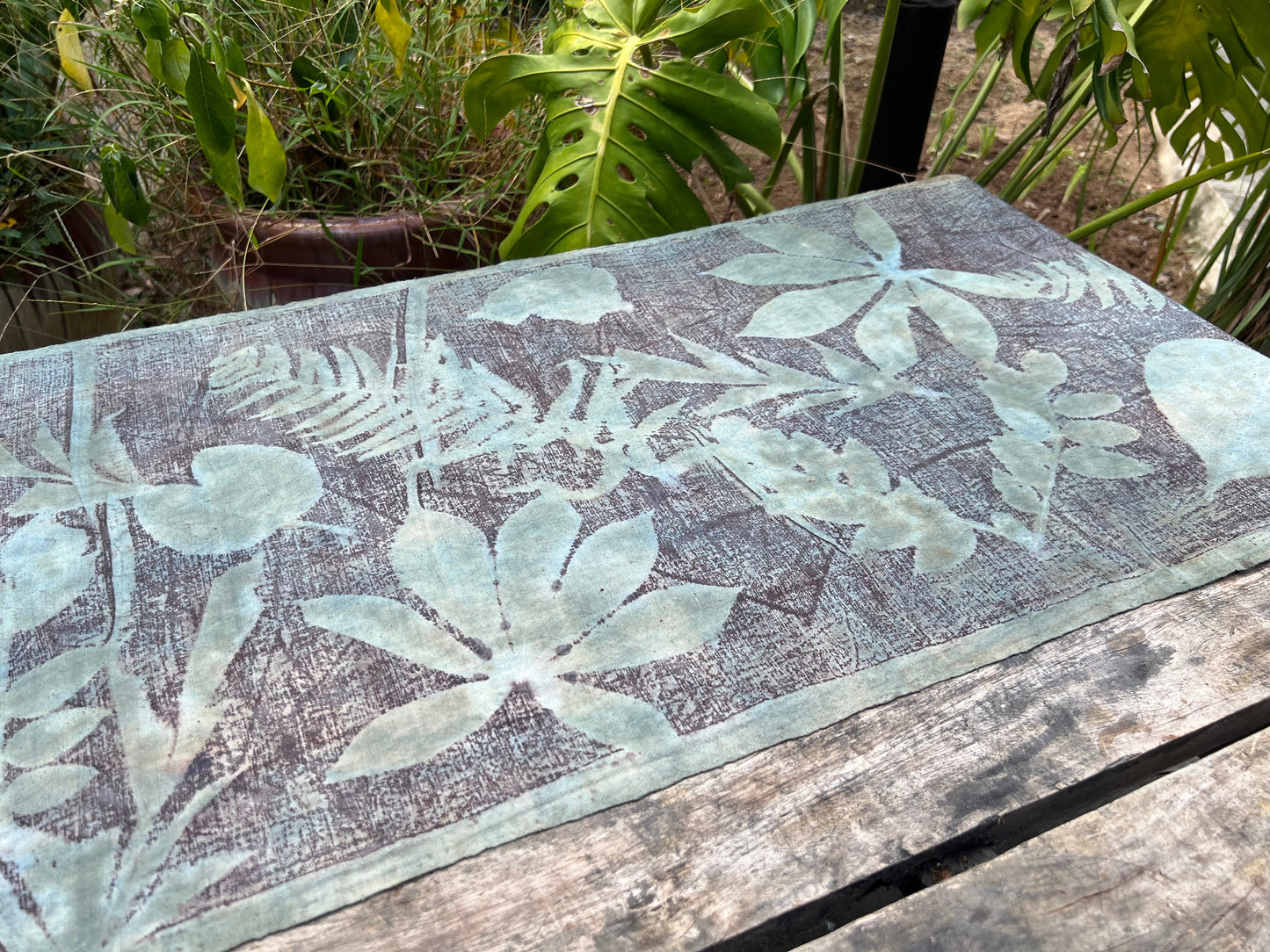 Hand Dyed Nature Plant Dyed Cotton Tea Table Cloth Tea Mat Two Sides Chabu Chaxi