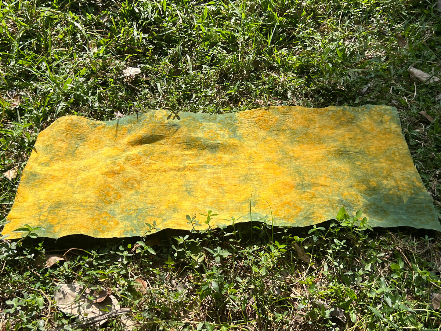 Tea Table Cloth Hand Dyed Plant Dyed Cotton Tea Mat Nature Dye Chabu Chaxi Yellow Green Color