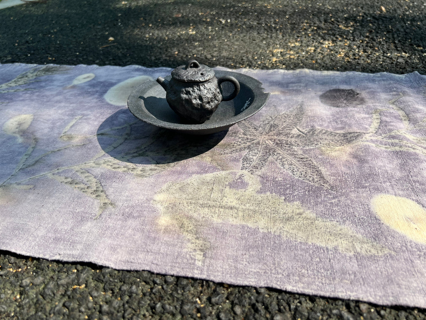 Hand Dyed Mauve Color Tea Table Cloth Natura Plant Dyed Cotton Tea Mat Chabu Chaxi