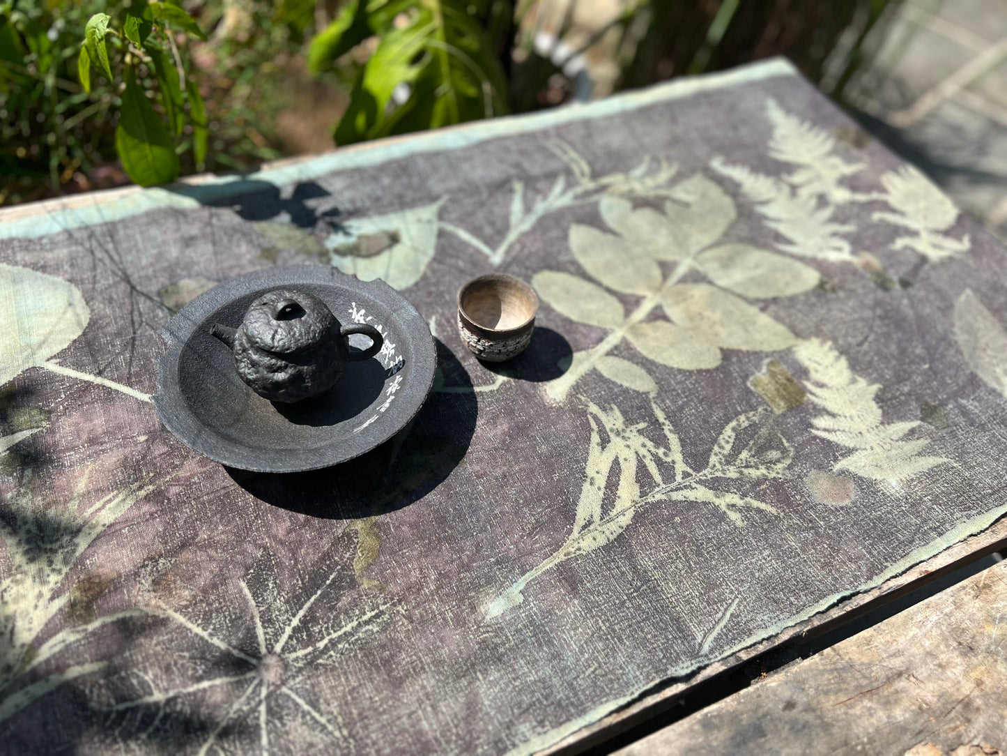 Hand Dyed Tea Table Cloth Plant Dyed Cotton Tea Mat Natura Dye Chabu Chaxi
