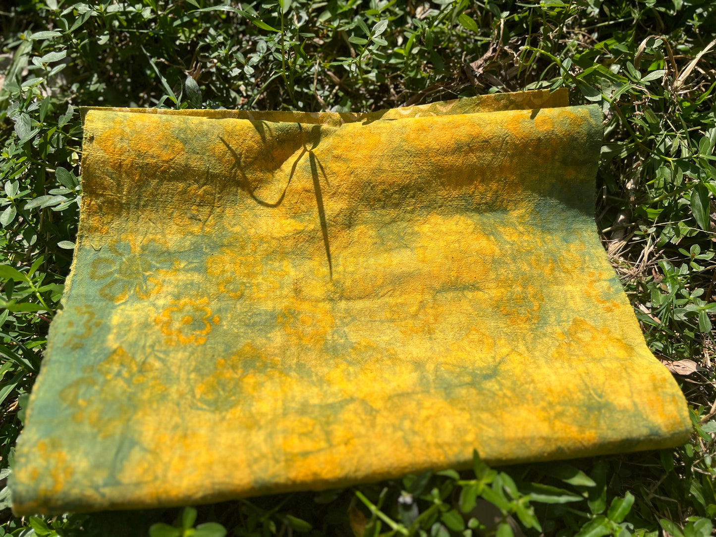 Tea Table Cloth Hand Dyed Plant Dyed Cotton Tea Mat Nature Dye Chabu Chaxi Yellow Green Color