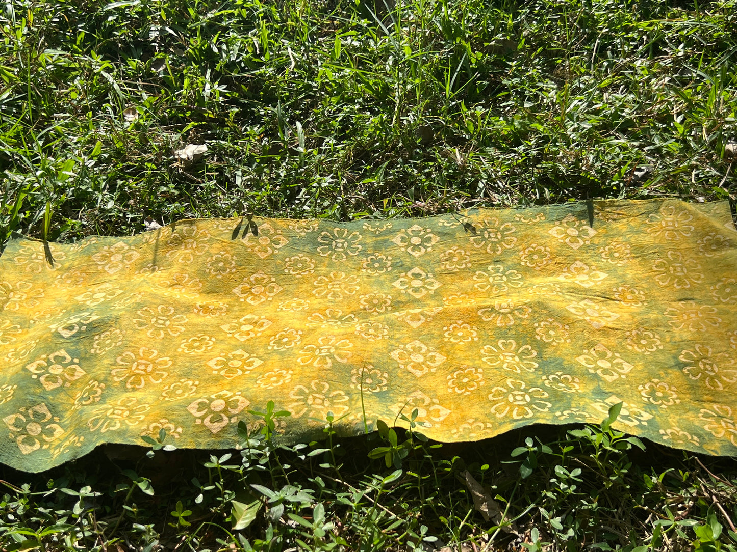 Tea Table Cloth Hand Dyed Plant Dyed Cotton Tea Mat Nature Dye Chabu Chaxi Yellow Green Color