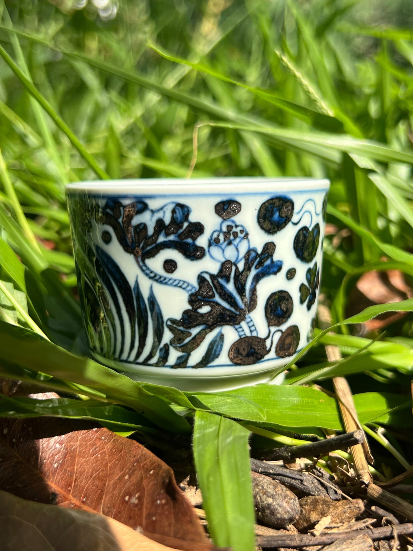 Hand Painted Chinese Antique Yuan Dynasty Blue and White Porcelain Fish and Algae Pattern Tea Tray Tea Boat Jingdezhen Master Ceramic Artwork