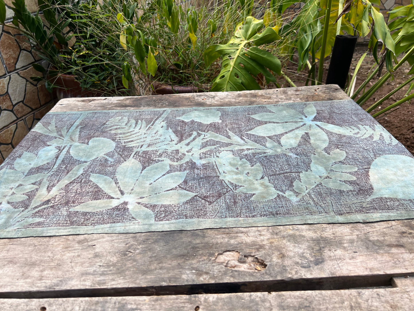 Hand Dyed Nature Plant Dyed Cotton Tea Table Cloth Tea Mat Two Sides Chabu Chaxi