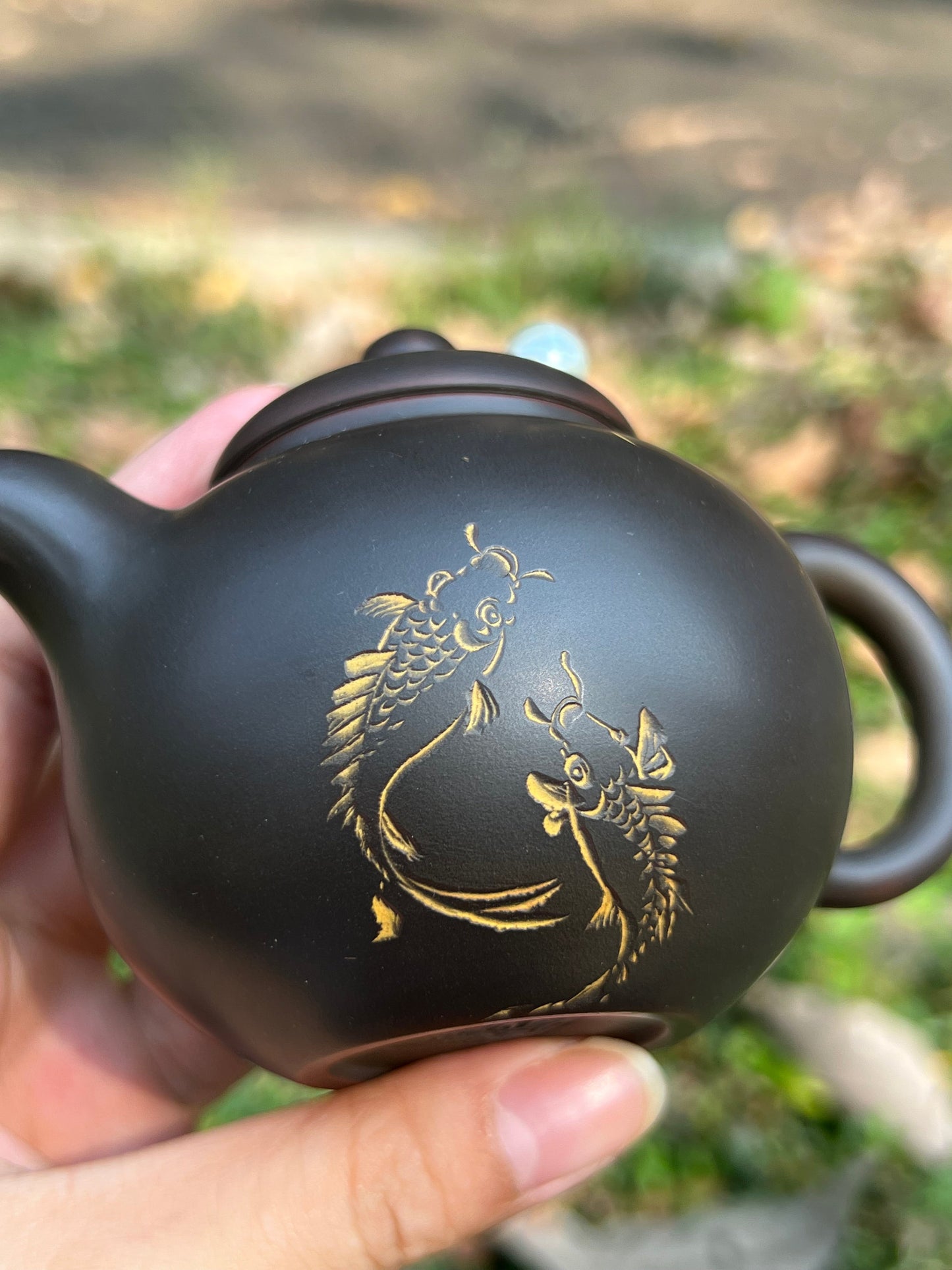 Handcrafted Original Design Chinese Nixing Pottery Teapot Artwork Black Teapot Kungfu Teapot