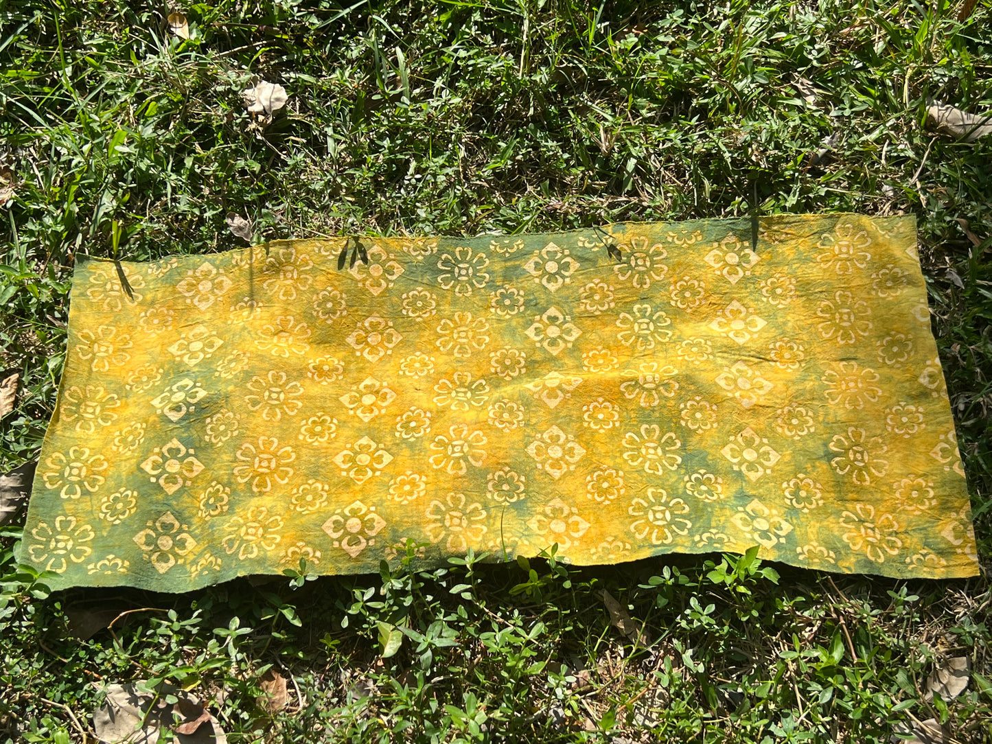 Tea Table Cloth Hand Dyed Plant Dyed Cotton Tea Mat Nature Dye Chabu Chaxi Yellow Green Color
