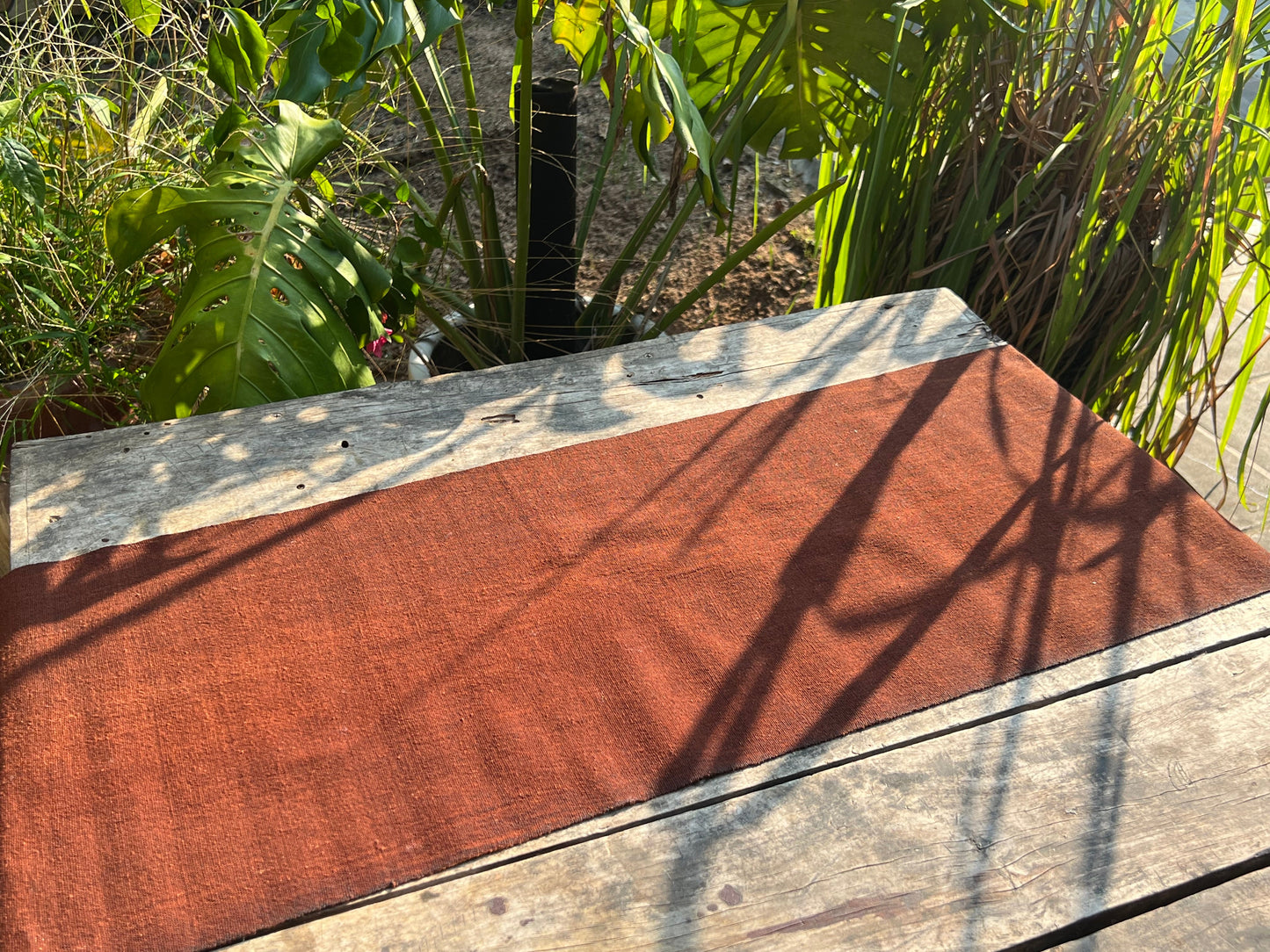 this is Chinese persimmon dyed tea table cloth tea mat