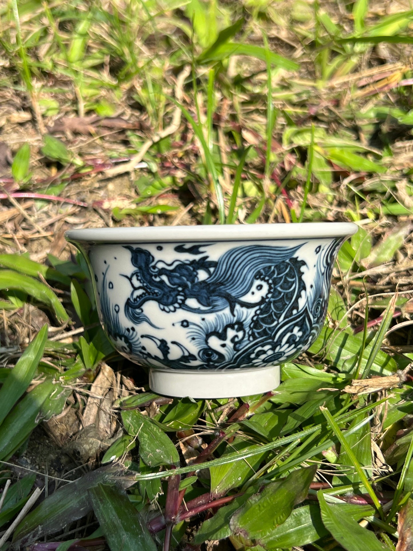Hand Painted Chinese Dragon Blue and White Porcelain Gaiwan Jingdezhen Ceramic Master Artwork