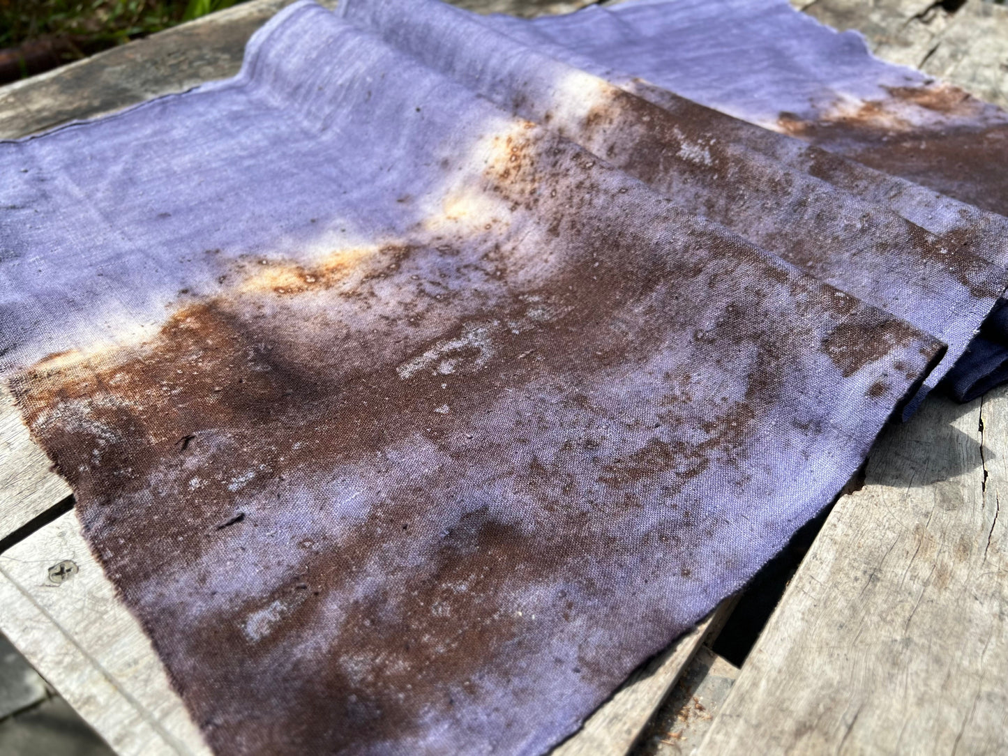 Hand Dyed Plant Dyed Cotton Tea Table Cloth Nature Dye Tea Mat Chabu Chaxi Purple Color