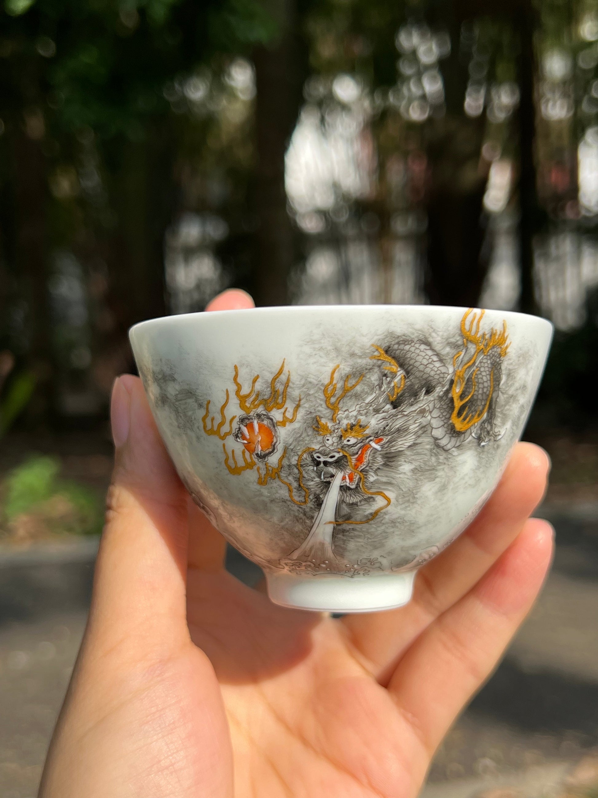 this is a Chinese Jingdezhen ceramic dragon teacup
