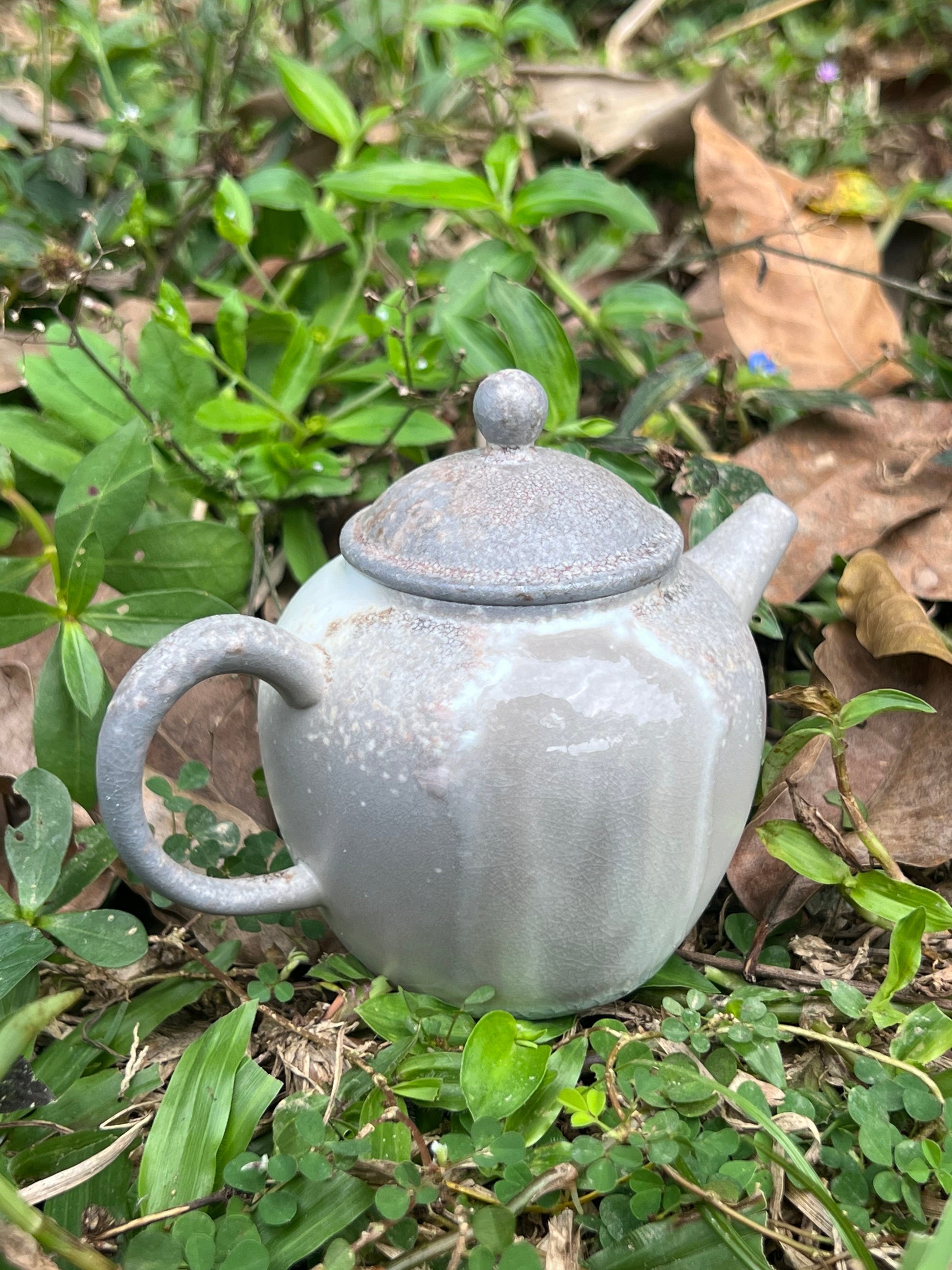 This is a pottery teapot