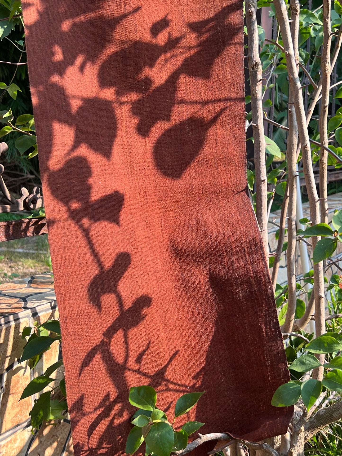 this is Chinese persimmon dyed tea table cloth tea mat