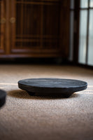 Japanese-Style Wood Tea Table Handcrafted Original Round Black Wood Tea Boat Tea Table