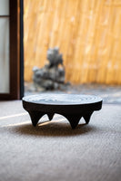 Japanese-Style Wood Tea Table Handcrafted Original Round Black Wood Tea Boat Tea Table