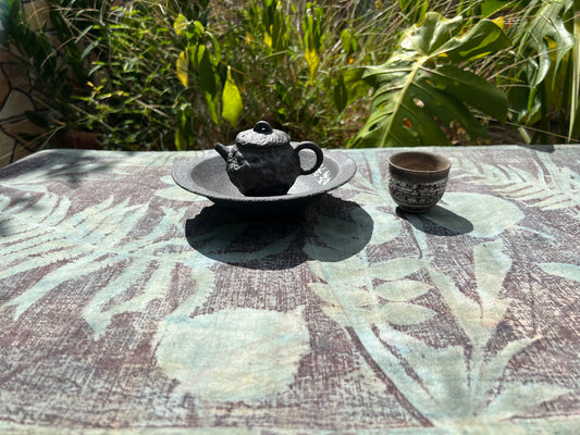 Hand Dyed Nature Plant Dyed Cotton Tea Table Cloth Tea Mat Two Sides Chabu Chaxi