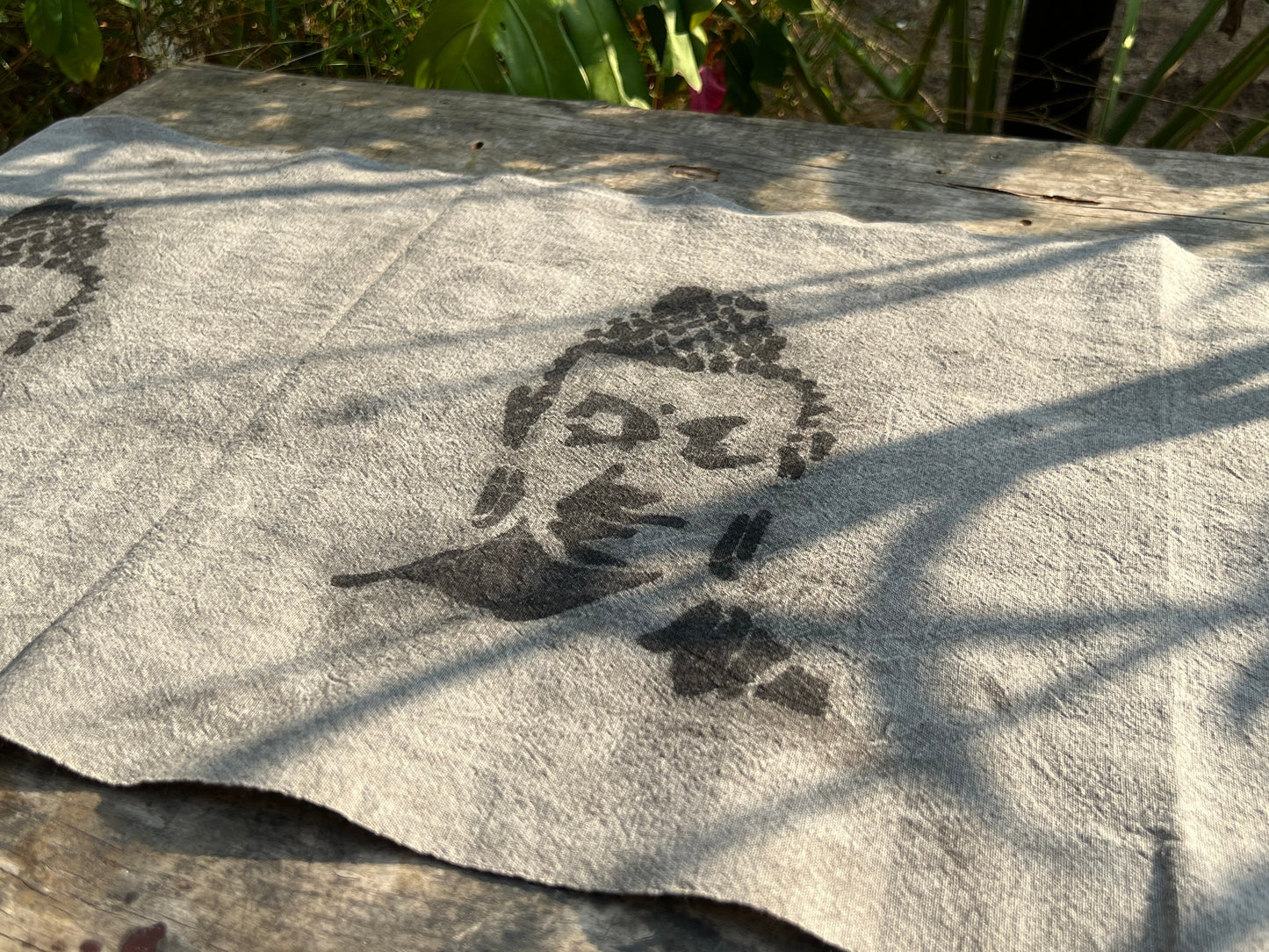 Hand Dyed Tea Table Cloth Plant Dyed Pure Cotton Tea Mat Natura Dye Buddha Pattern Chabu Chaxi