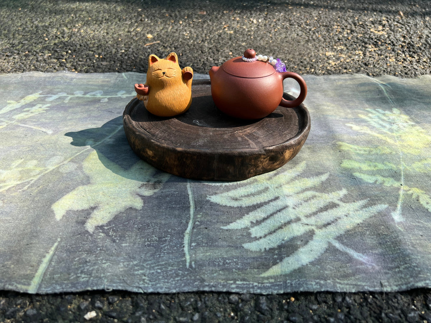 Hand Dyed Plant Dyed Tea Table Cloth Pure Cotton Tea Mat Chabu Chaxi