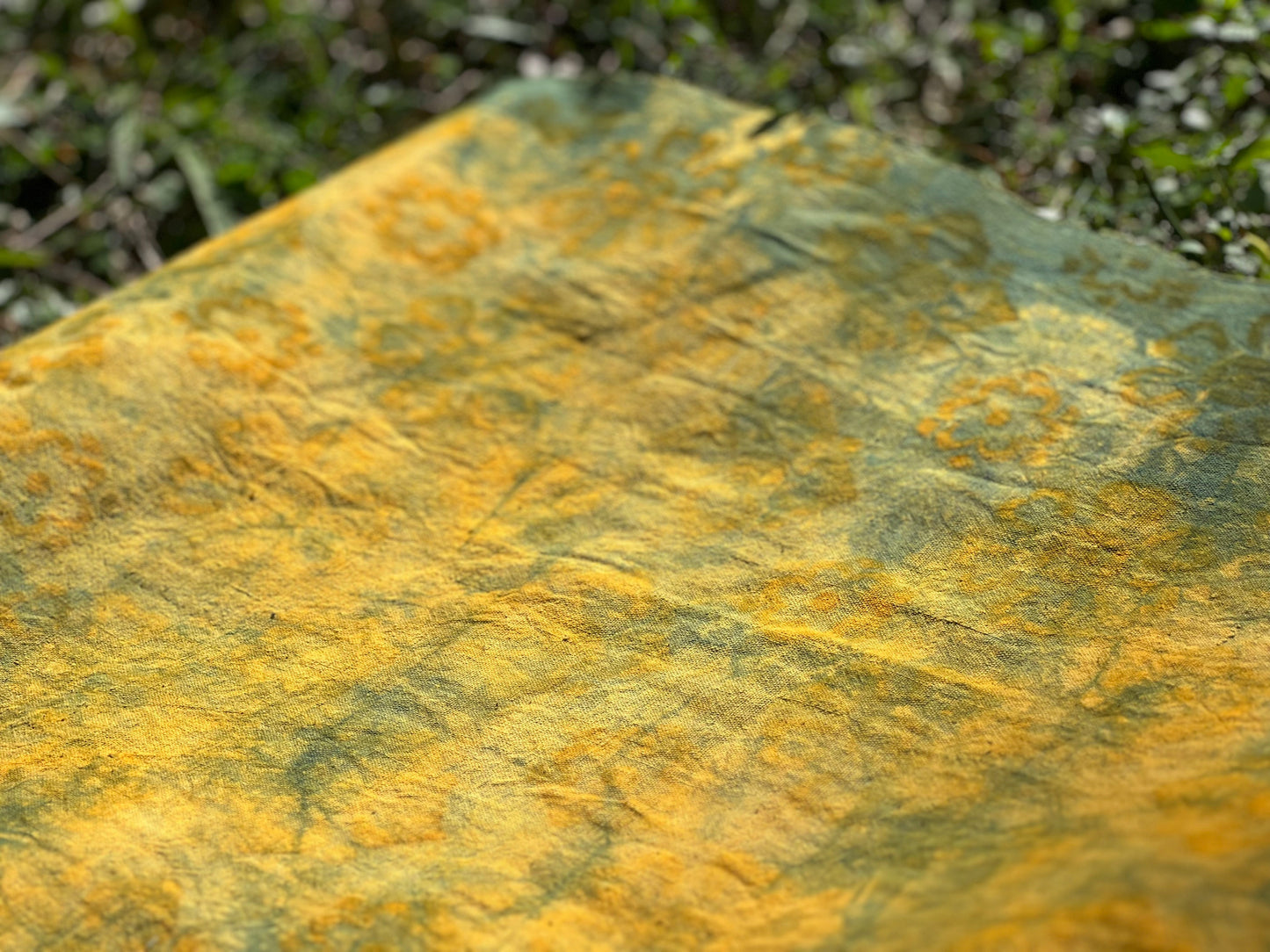 Tea Table Cloth Hand Dyed Plant Dyed Cotton Tea Mat Nature Dye Chabu Chaxi Yellow Green Color
