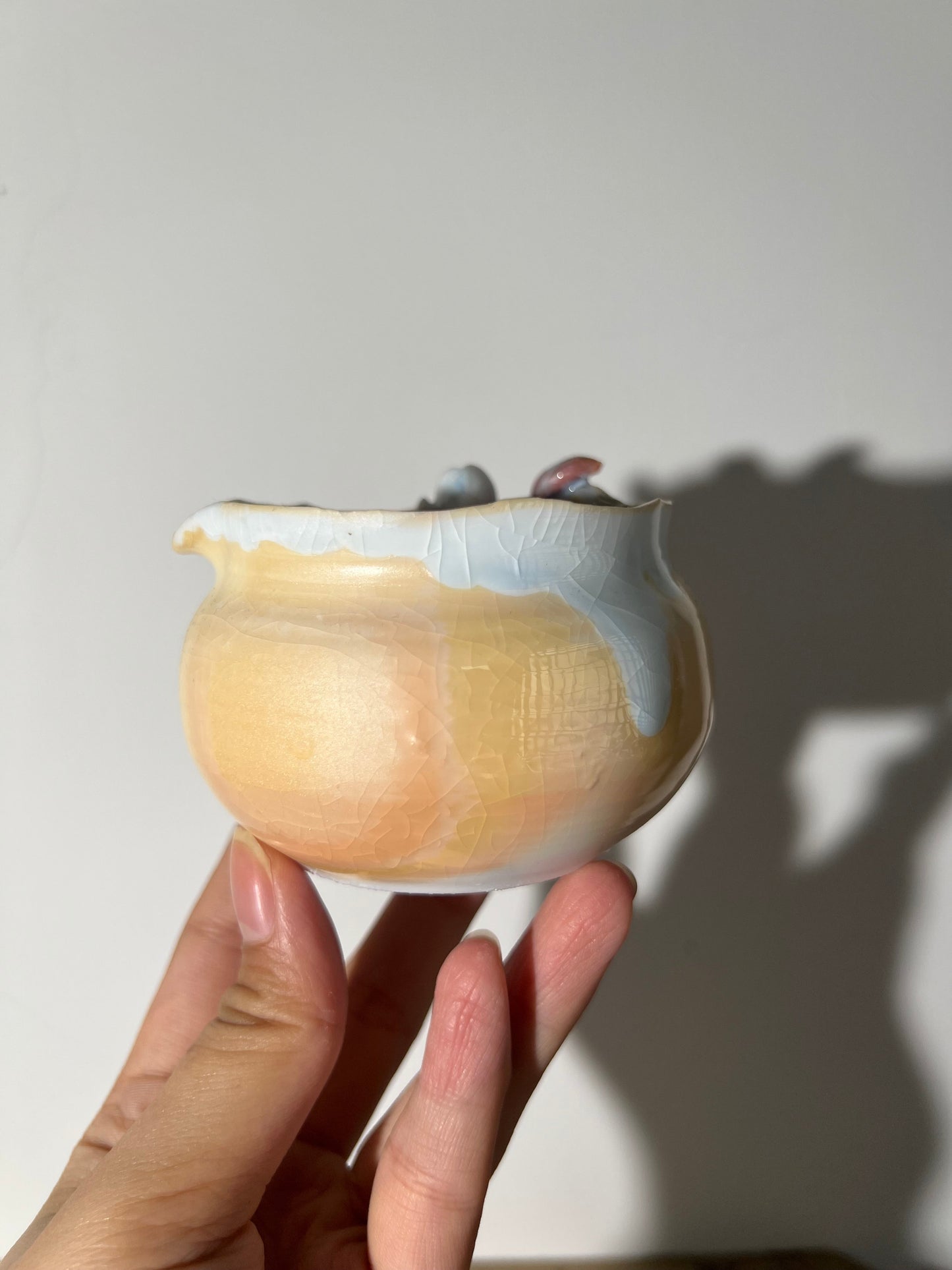 This is a woodfired pottery flower faircup gongdaobei