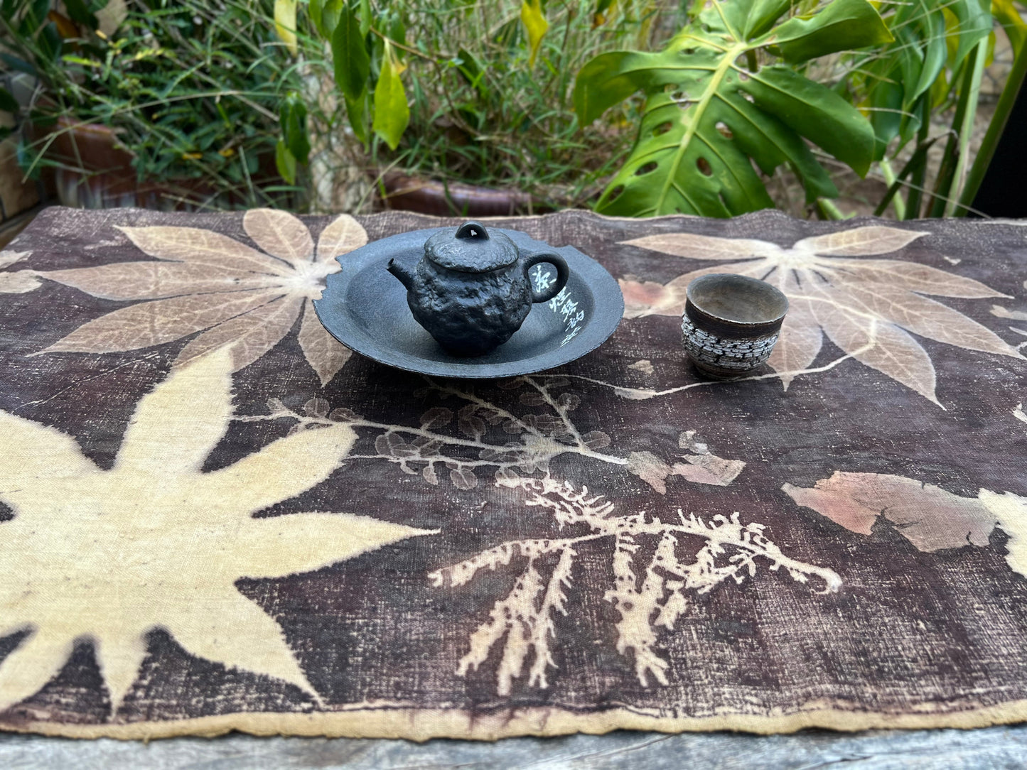 Tea Table Cloth Hand Dyed Plant Dyed Cotton Tea Mat Nature Dyed Chabu Chaxi